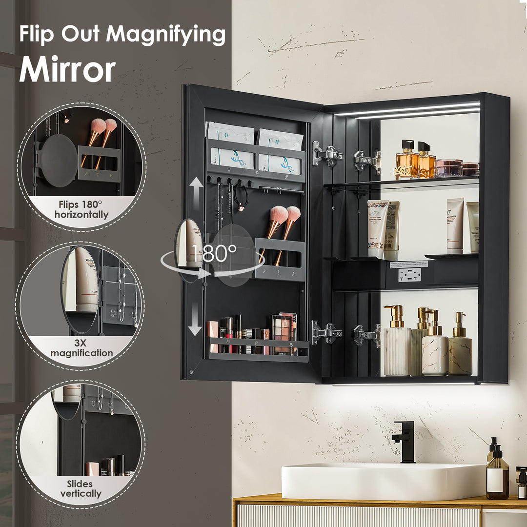 Hesili Rectangular Frameless Surface-Mount LED Lighted Bathroom Mirror Medicine Cabinet