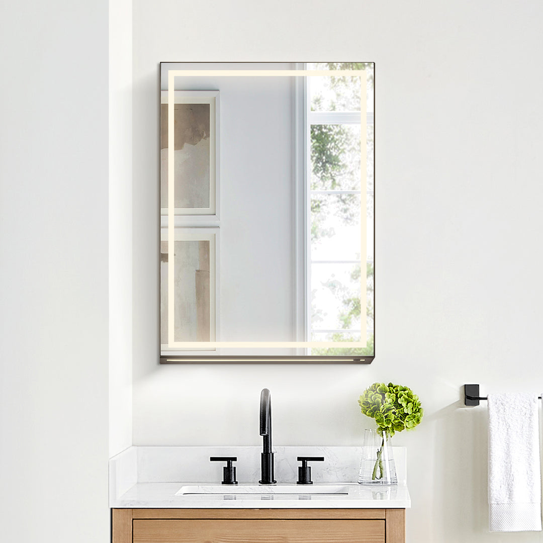 Hesili Rectangular Frameless Surface-Mount LED Lighted Bathroom Mirror Medicine Cabinet