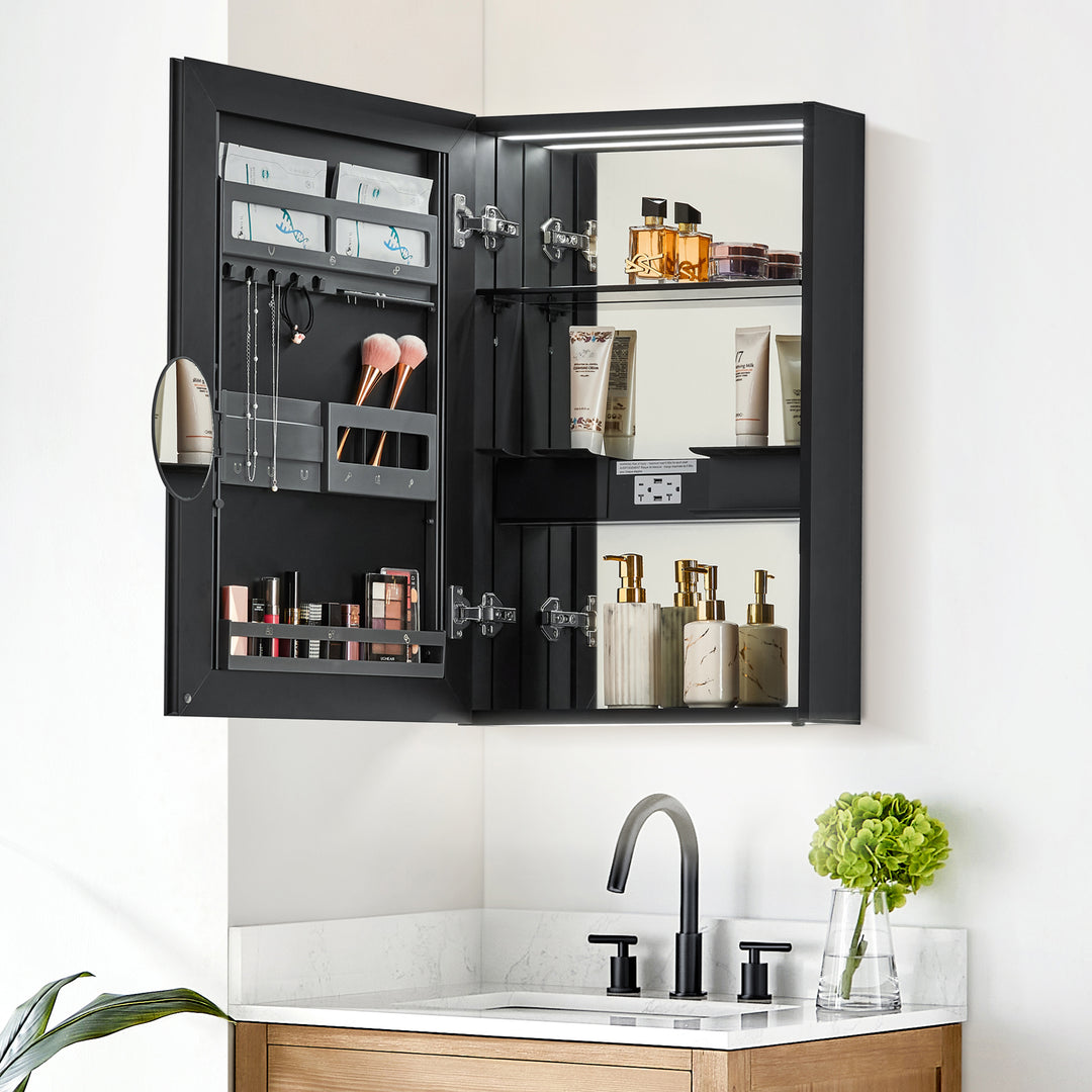 Hesili Rectangular Frameless Surface-Mount LED Lighted Bathroom Mirror Medicine Cabinet
