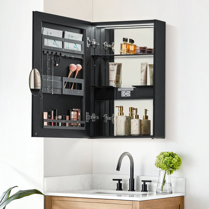 Hesili Rectangular Frameless Surface-Mount LED Lighted Bathroom Mirror Medicine Cabinet