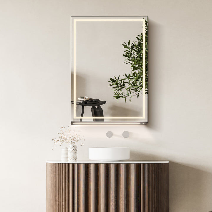 Hesili Rectangular Frameless Surface-Mount LED Lighted Bathroom Mirror Medicine Cabinet
