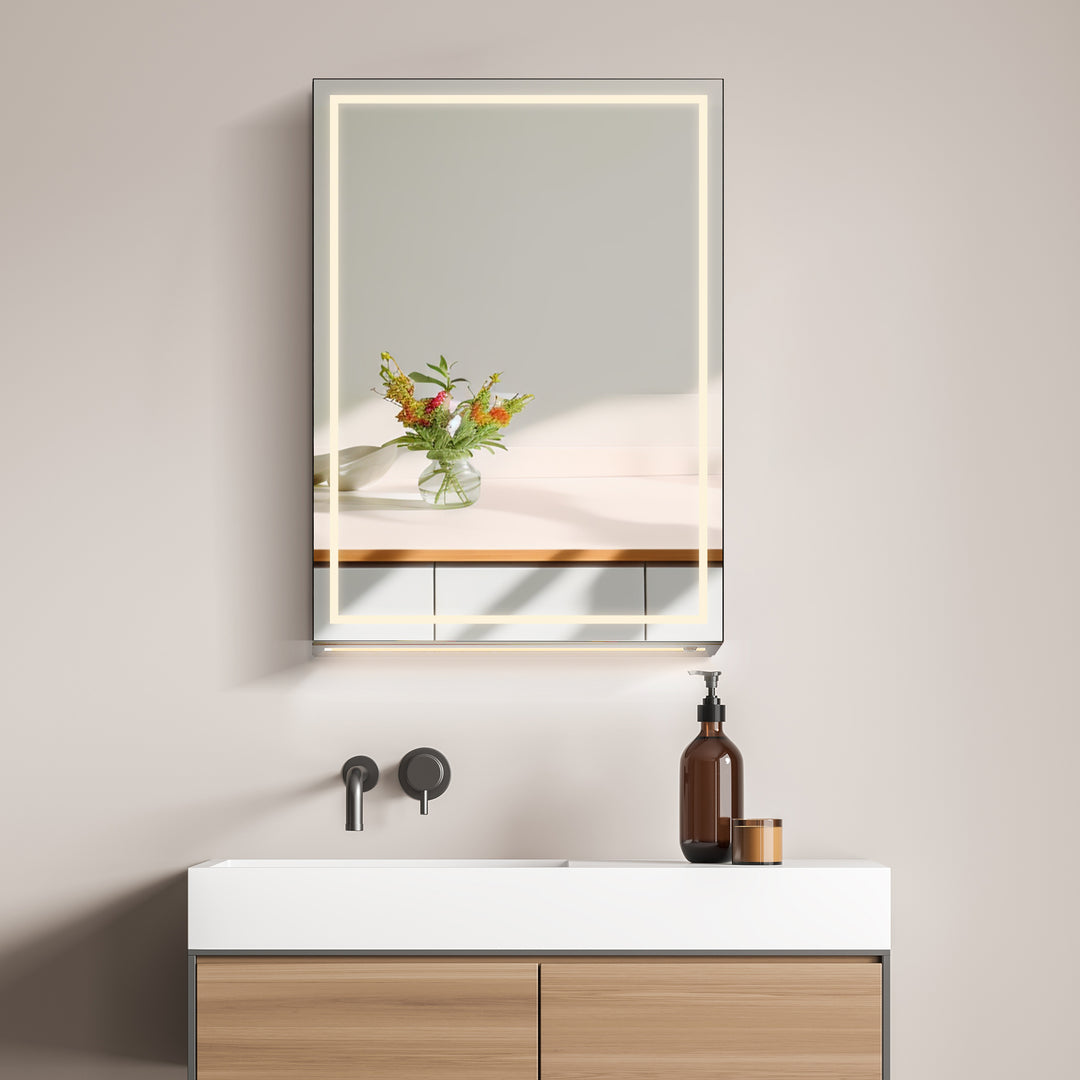 Hesili Rectangular Frameless Surface-Mount LED Lighted Bathroom Mirror Medicine Cabinet