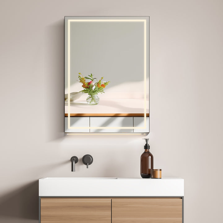 Hesili Rectangular Frameless Surface-Mount LED Lighted Bathroom Mirror Medicine Cabinet