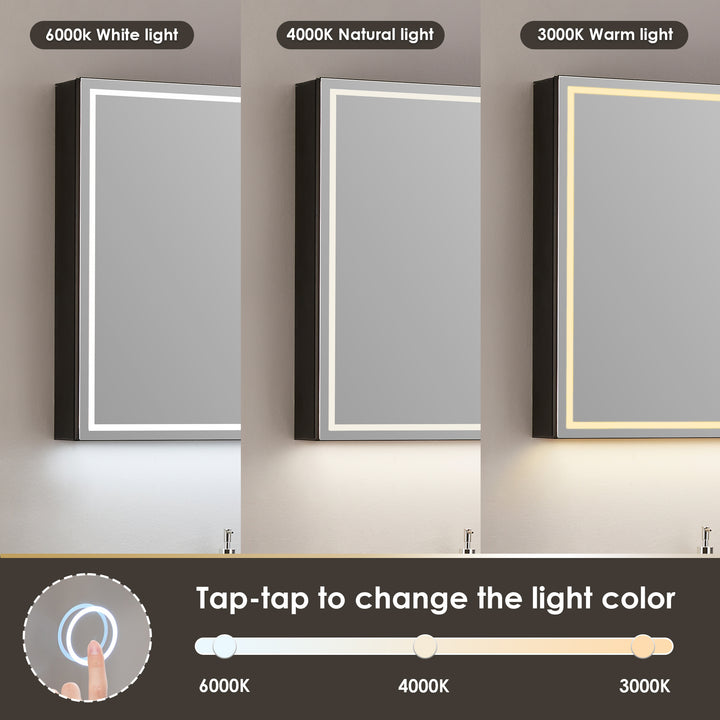 Hesili Rectangular Frameless Surface-Mount LED Lighted Bathroom Mirror Medicine Cabinet