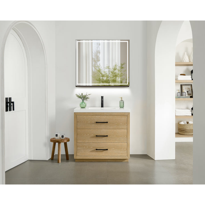 Hesili Rectangular Frameless Surface-Mount LED Lighted Bathroom Mirror Medicine Cabinet
