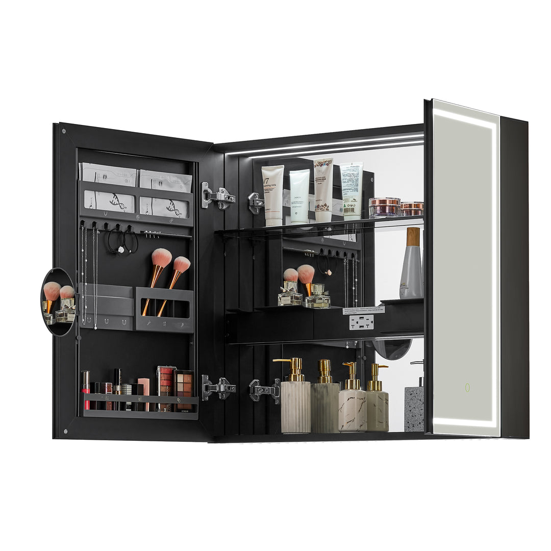 Hesili Rectangular Frameless Surface-Mount LED Lighted Bathroom Mirror Medicine Cabinet