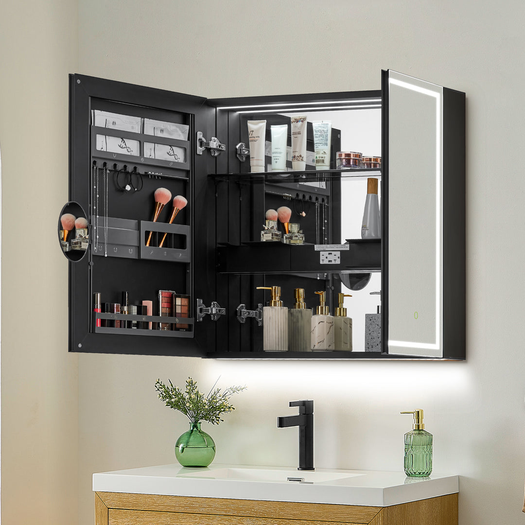 Hesili Rectangular Frameless Surface-Mount LED Lighted Bathroom Mirror Medicine Cabinet