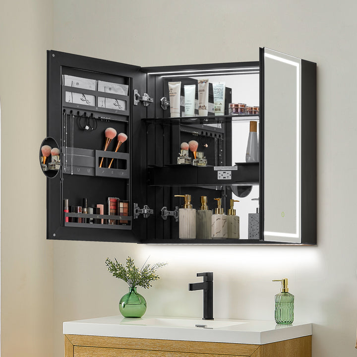 Hesili Rectangular Frameless Surface-Mount LED Lighted Bathroom Mirror Medicine Cabinet