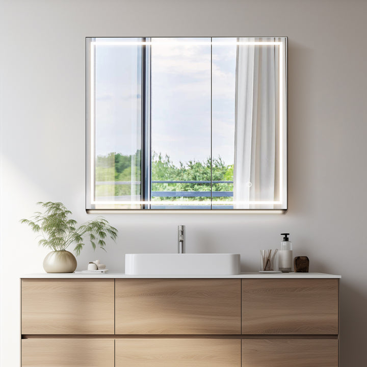 Hesili Rectangular Frameless Surface-Mount LED Lighted Bathroom Mirror Medicine Cabinet