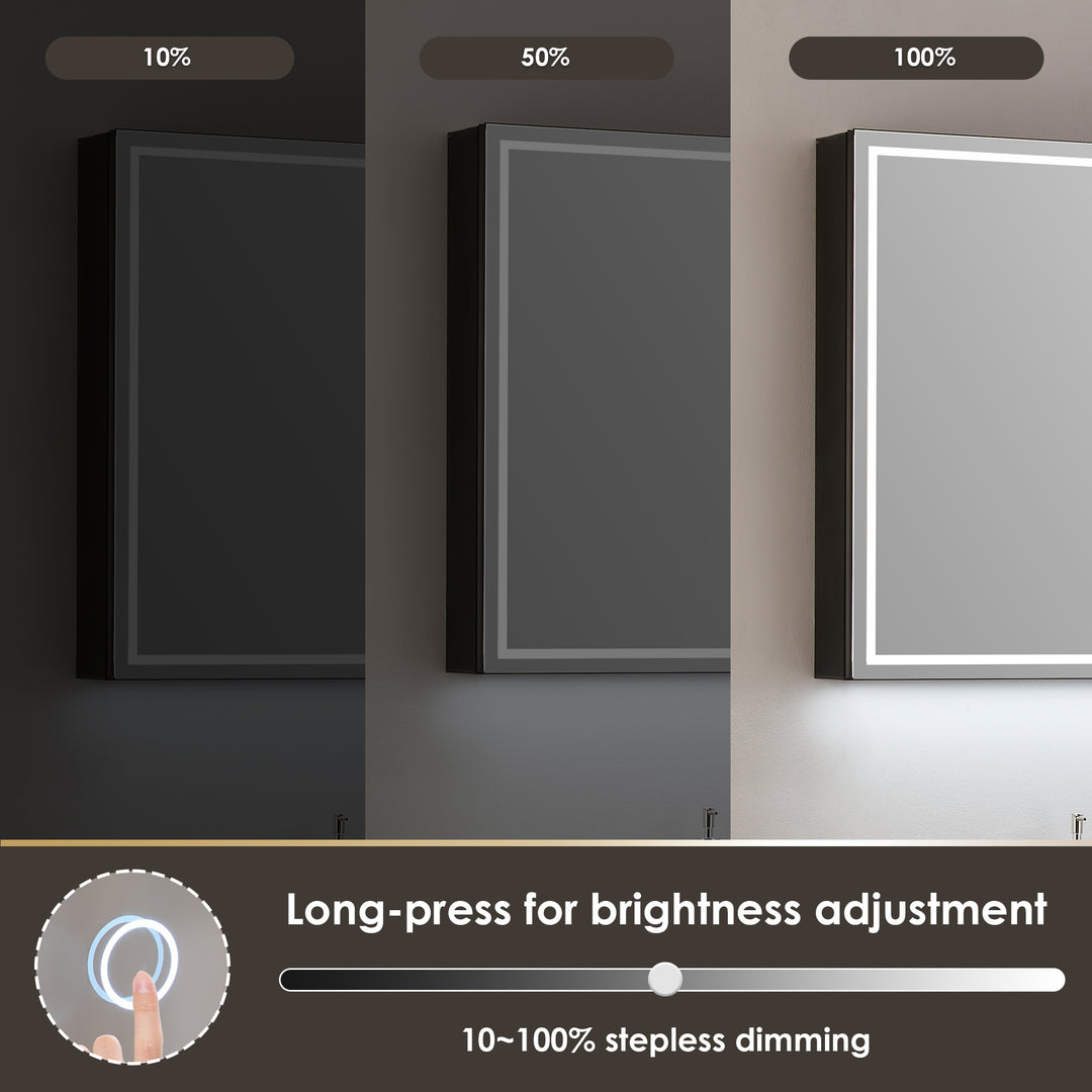 Hesili Rectangular Frameless Surface-Mount LED Lighted Bathroom Mirror Medicine Cabinet