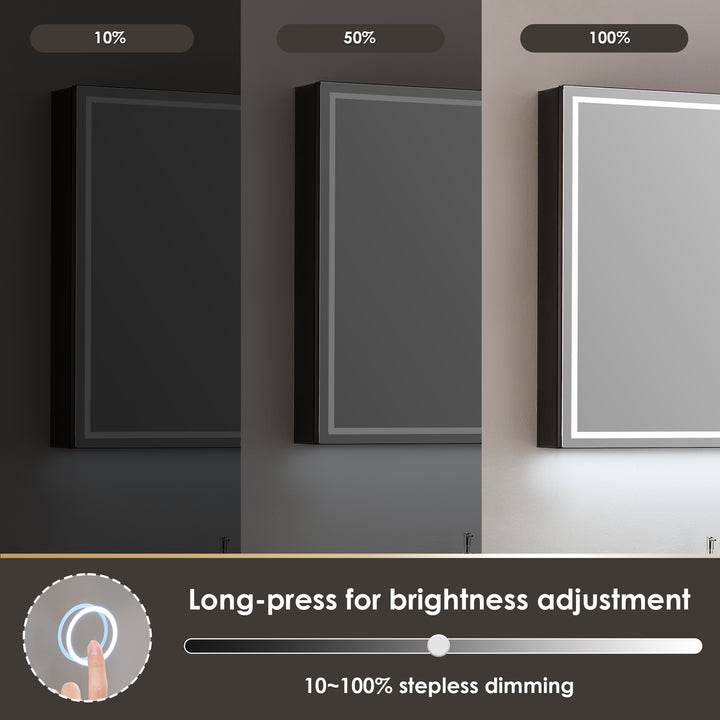 Hesili Rectangular Frameless Surface-Mount LED Lighted Bathroom Mirror Medicine Cabinet