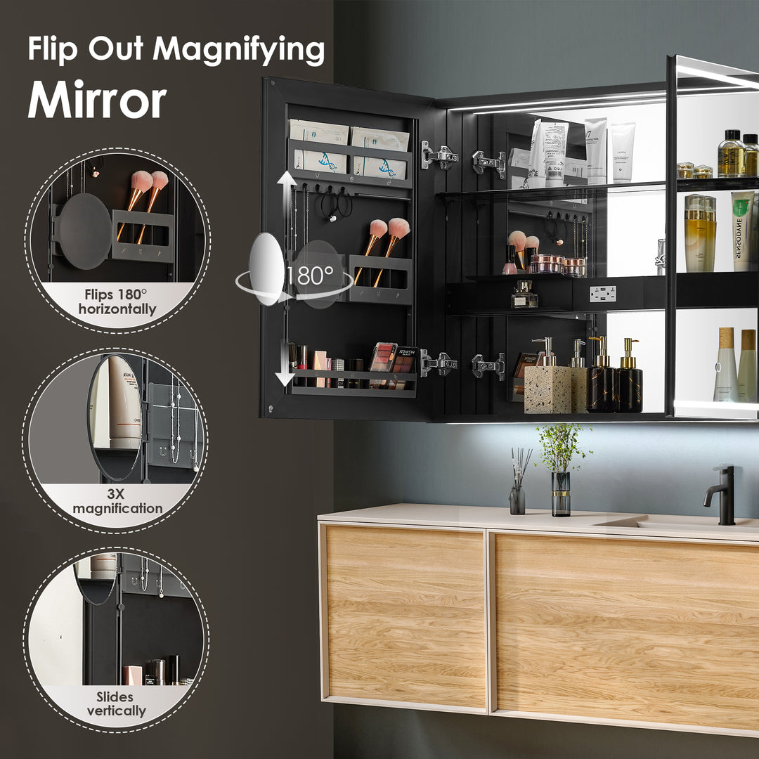 Hesili Rectangular Frameless Surface-Mount LED Lighted Bathroom Mirror Medicine Cabinet