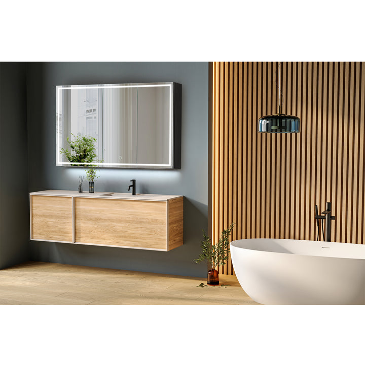 Hesili Rectangular Frameless Surface-Mount LED Lighted Bathroom Mirror Medicine Cabinet