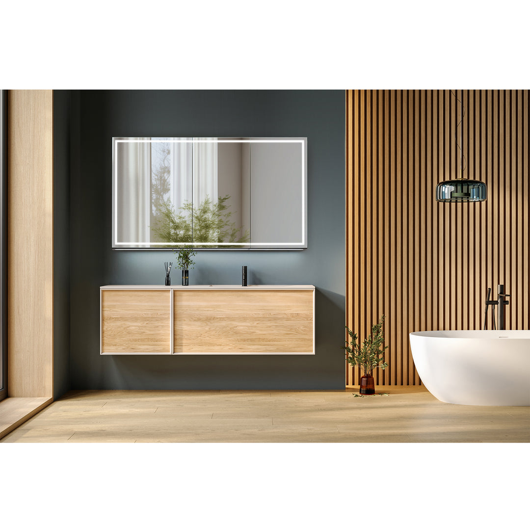 Hesili Rectangular Frameless Surface-Mount LED Lighted Bathroom Mirror Medicine Cabinet