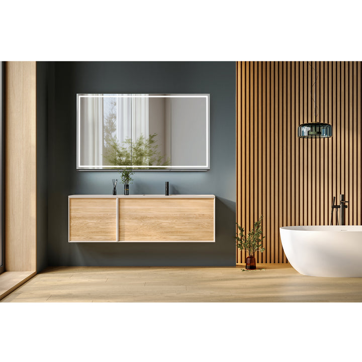 Hesili Rectangular Frameless Surface-Mount LED Lighted Bathroom Mirror Medicine Cabinet