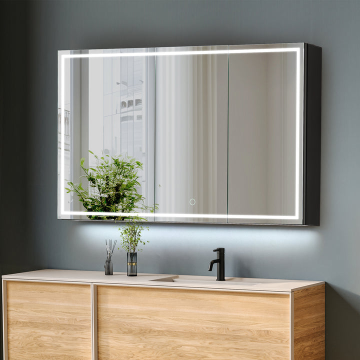 Hesili Rectangular Frameless Surface-Mount LED Lighted Bathroom Mirror Medicine Cabinet