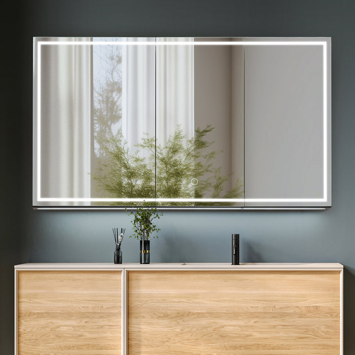 Hesili Rectangular Frameless Surface-Mount LED Lighted Bathroom Mirror Medicine Cabinet