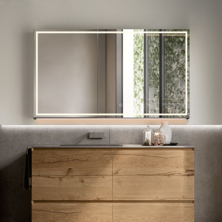 Hesili Rectangular Frameless Surface-Mount LED Lighted Bathroom Mirror Medicine Cabinet