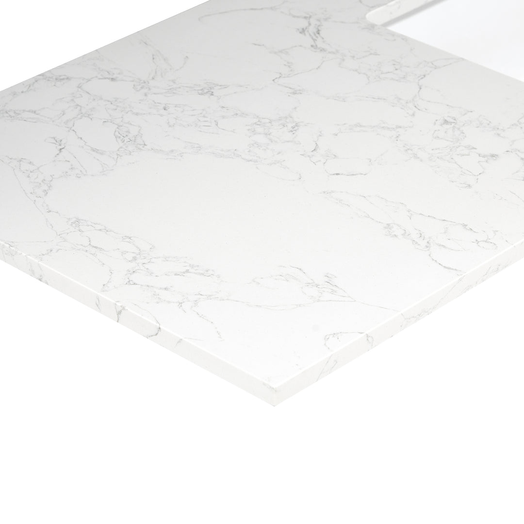 Ceres Engineered Stone Vanity Top in Grain White with Single White Sink