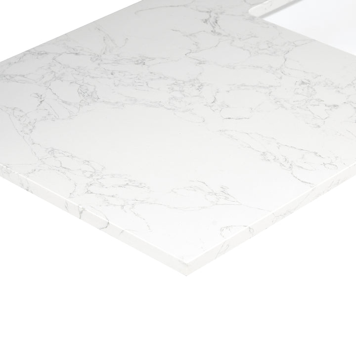 Ceres Engineered Stone Vanity Top in Grain White with Single White Sink