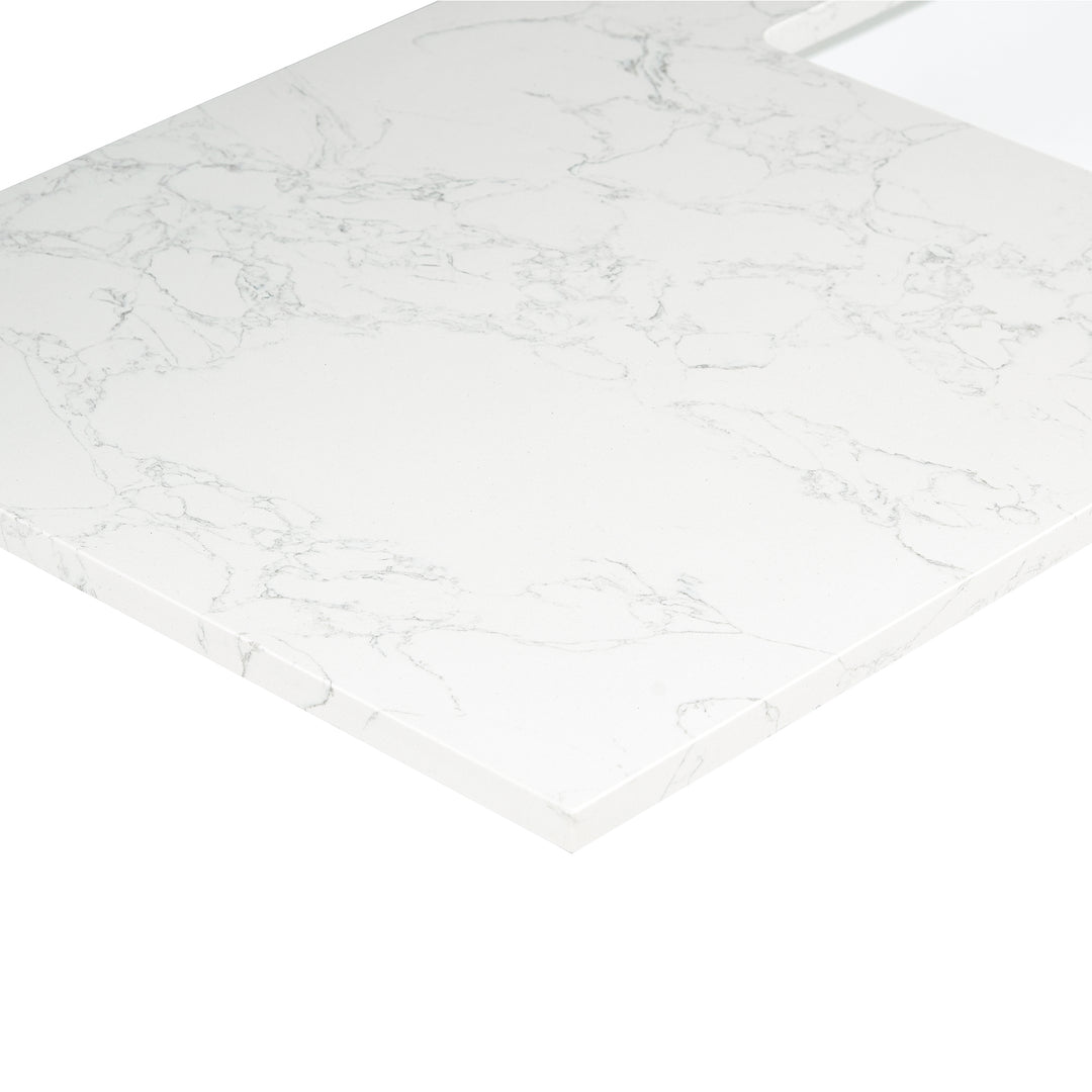 Ceres Engineered Stone Vanity Top in Grain White with Single White Sink