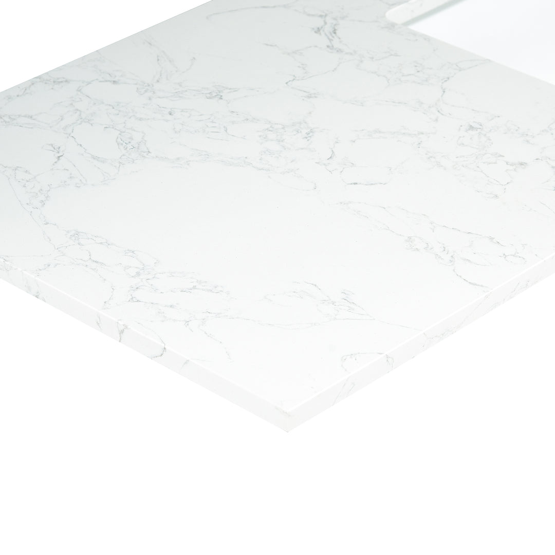 Ceres Engineered Stone Vanity Top in Grain White with Single White Sink