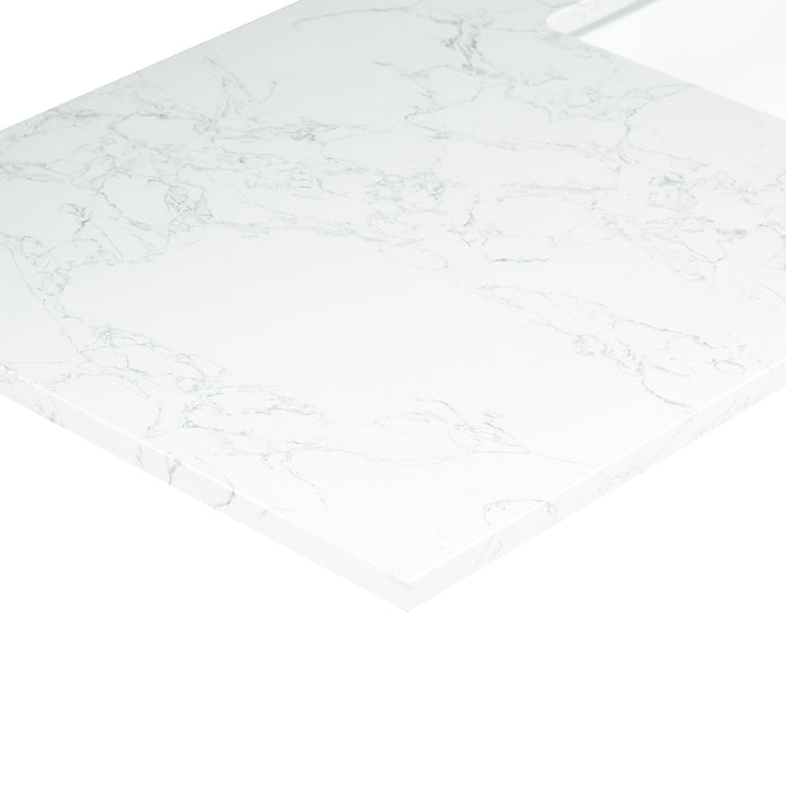 Ceres Engineered Stone Vanity Top in Grain White with Single White Sink