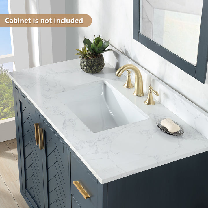 Ceres Engineered Stone Vanity Top in Grain White with Single White Sink