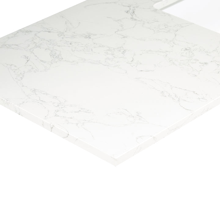 Ceres Engineered Stone Vanity Top in Grain White with Single White Sink