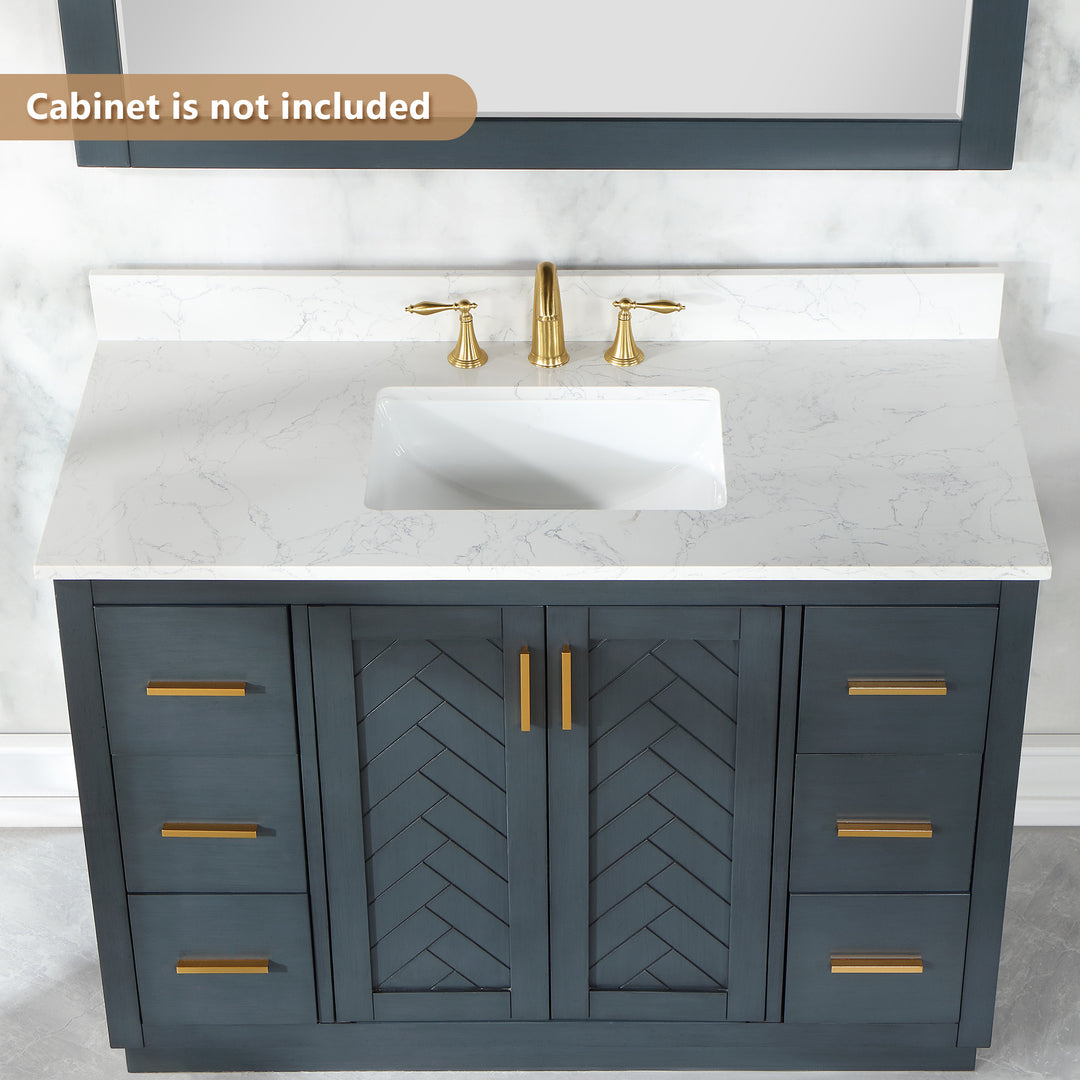 Ceres Engineered Stone Vanity Top in Grain White with Single White Sink