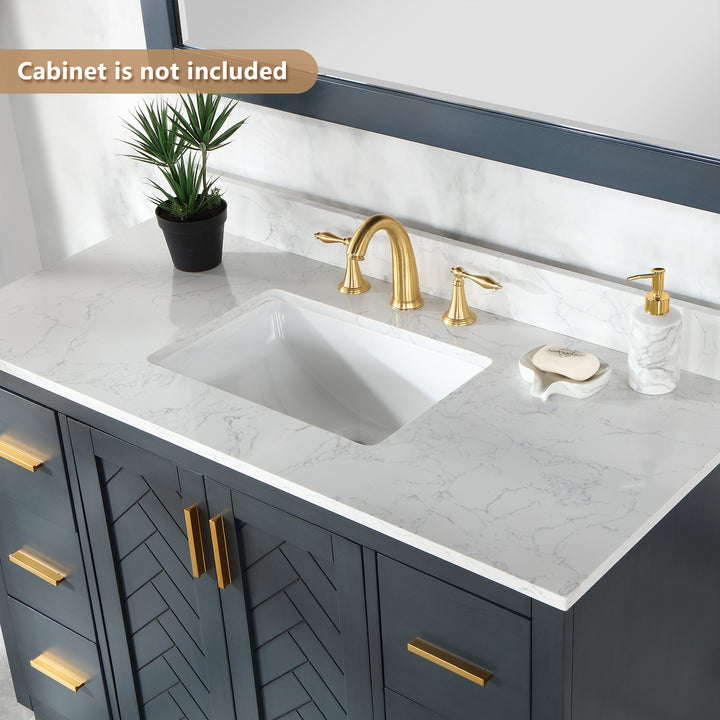 Ceres Engineered Stone Vanity Top in Grain White with Single White Sink