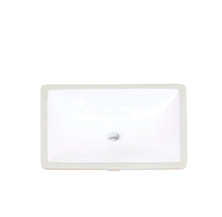 Pireas 20 in. Retegular White Finish Ceramic Undermount Vanity Sink