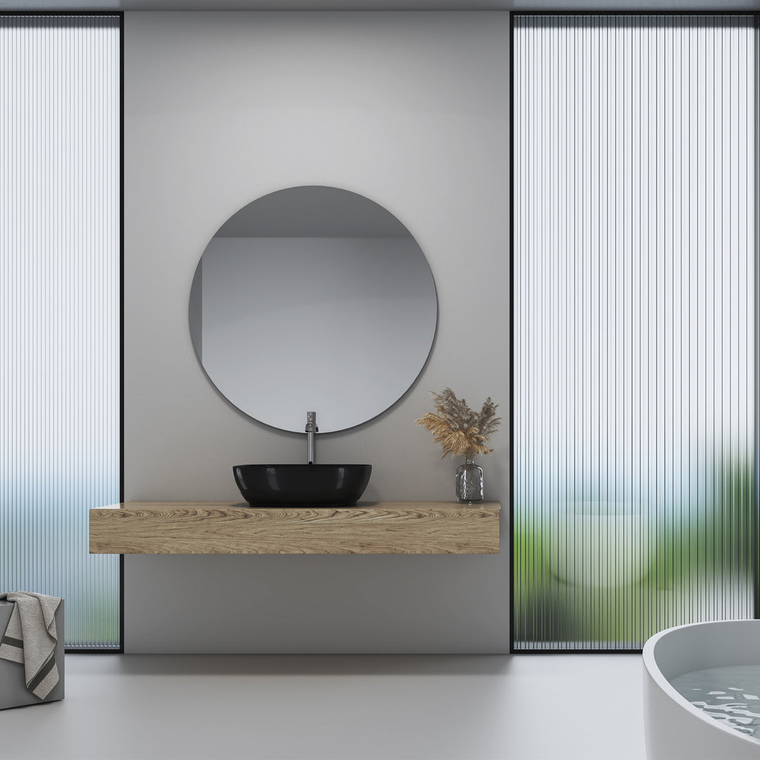 Tahoe 20 in. Oval Black Finish Ceramic Vessel Bathroom Vanity Sink