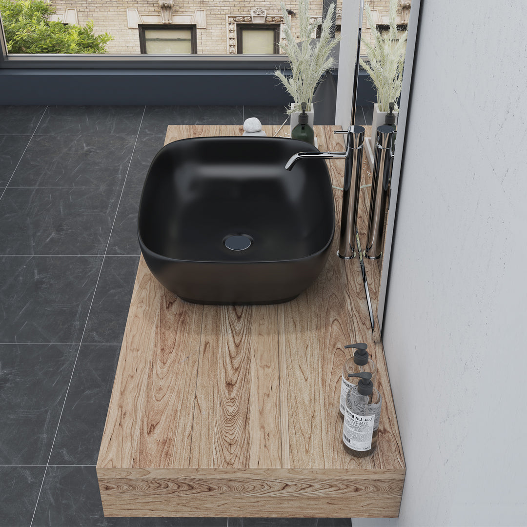 Tahoe 20 in. Oval Black Finish Ceramic Vessel Bathroom Vanity Sink