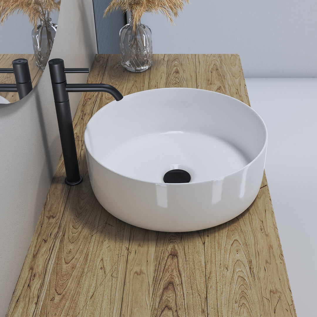 Sabine 14 in. Round Ceramic Vessel Bathroom Vanity Sink