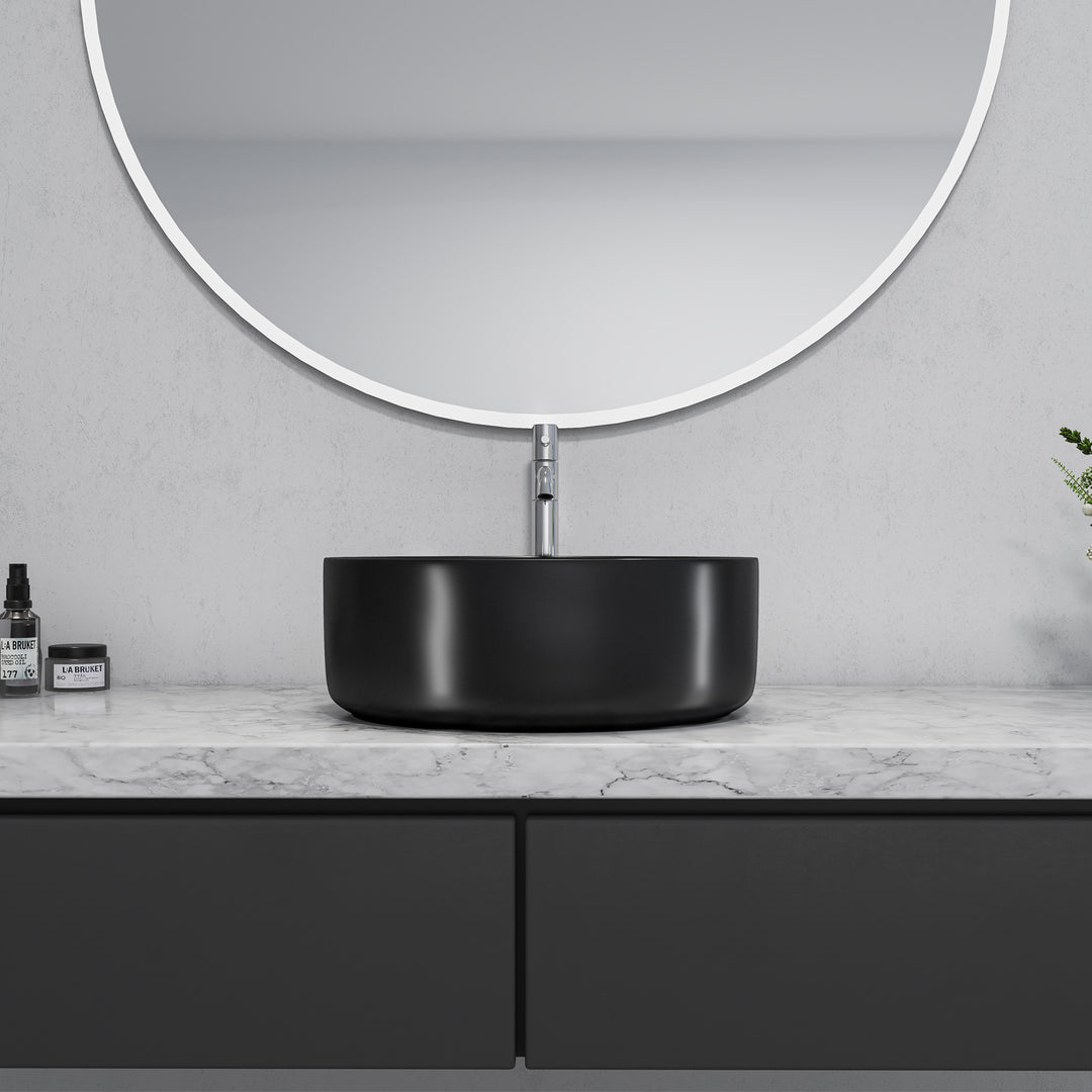 Sabine 14 in. Round Ceramic Vessel Bathroom Vanity Sink