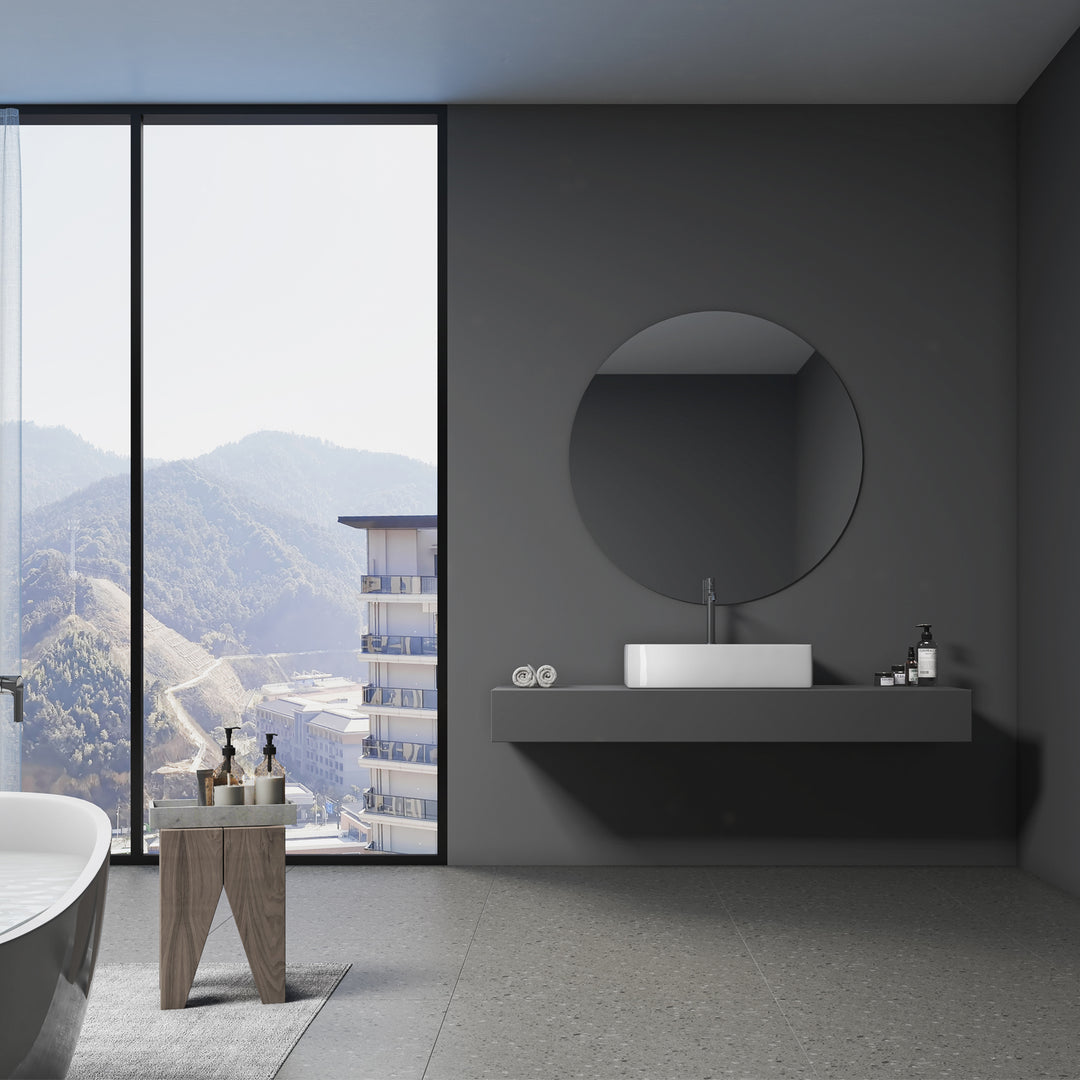 Fremont 24 in. Rectangle White Finish Ceramic Vessel Bathroom Vanity Sink with Overflow