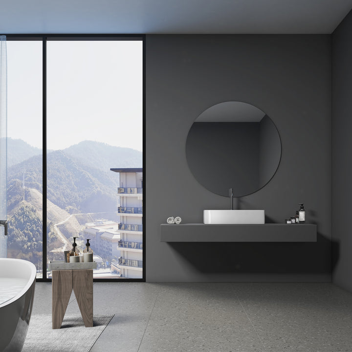 Fremont 24 in. Rectangle White Finish Ceramic Vessel Bathroom Vanity Sink with Overflow