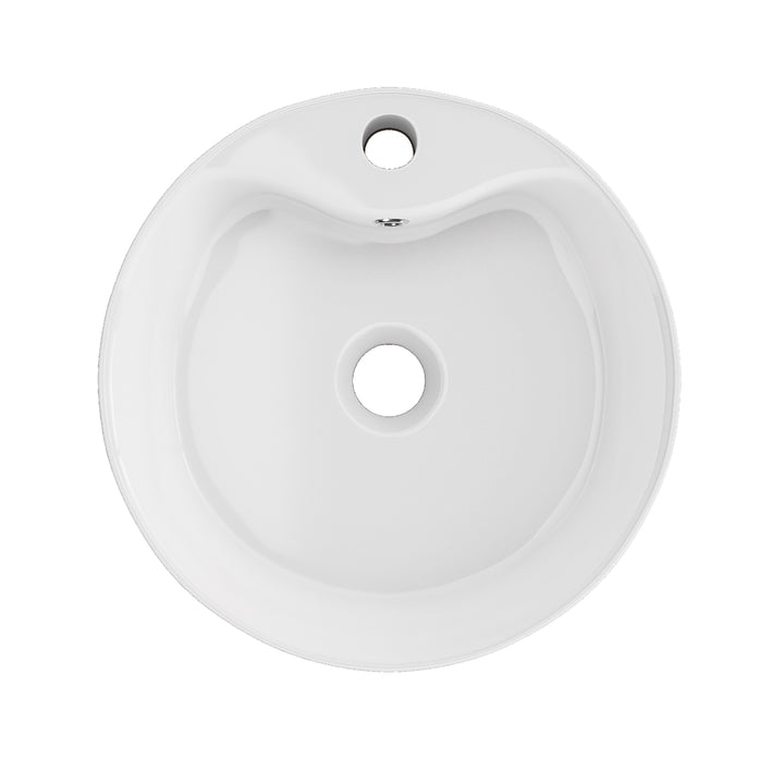 Timitra 18 in. Round White Finish Ceramic Vessel Bathroom Vanity Sink