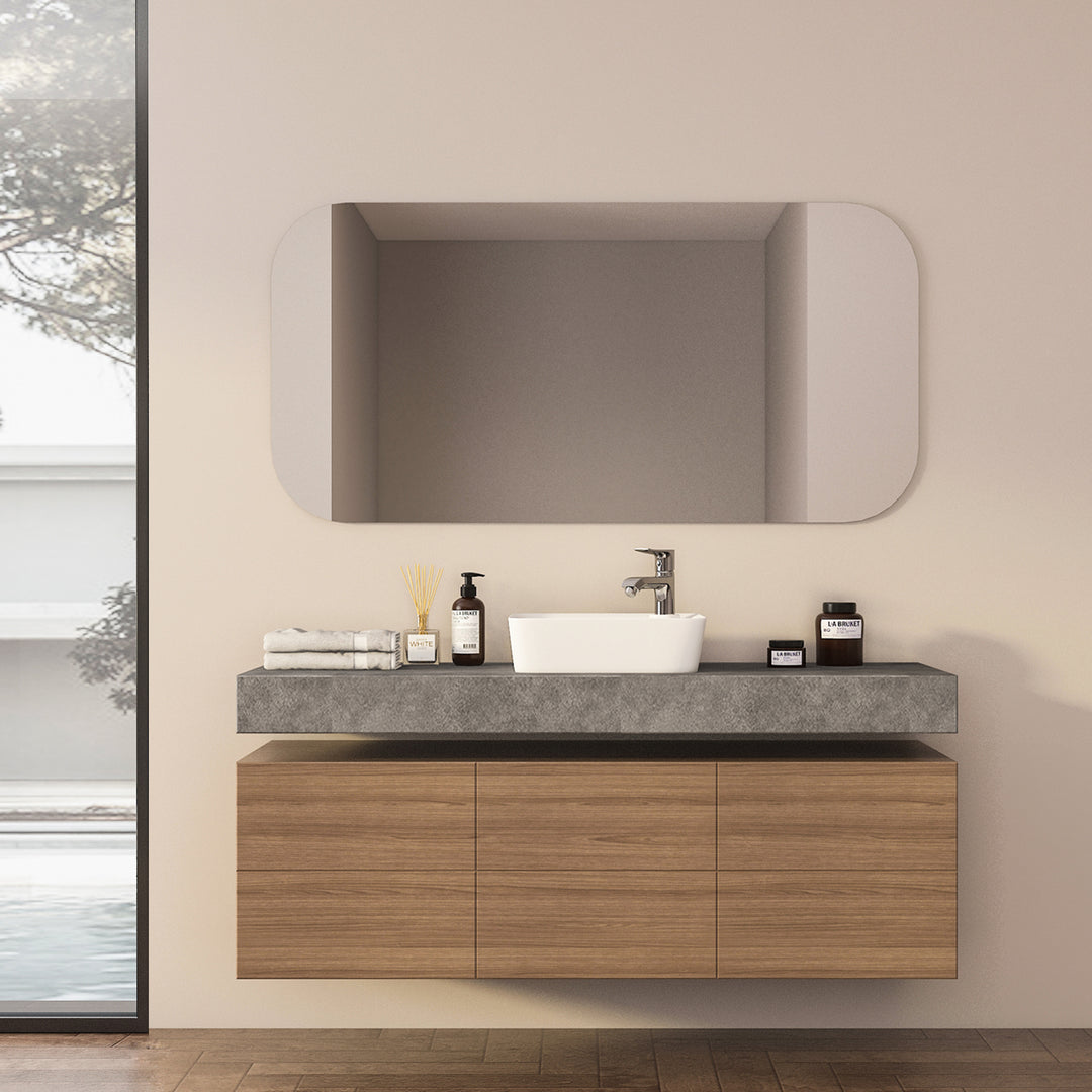 Leonis 17 in. Square White Finish Ceramic Vessel Bathroom Vanity Sink