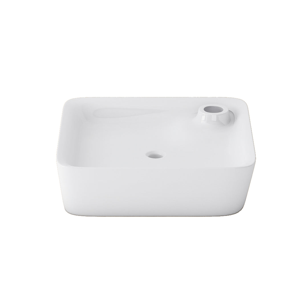 Leonis 17 in. Square White Finish Ceramic Vessel Bathroom Vanity Sink