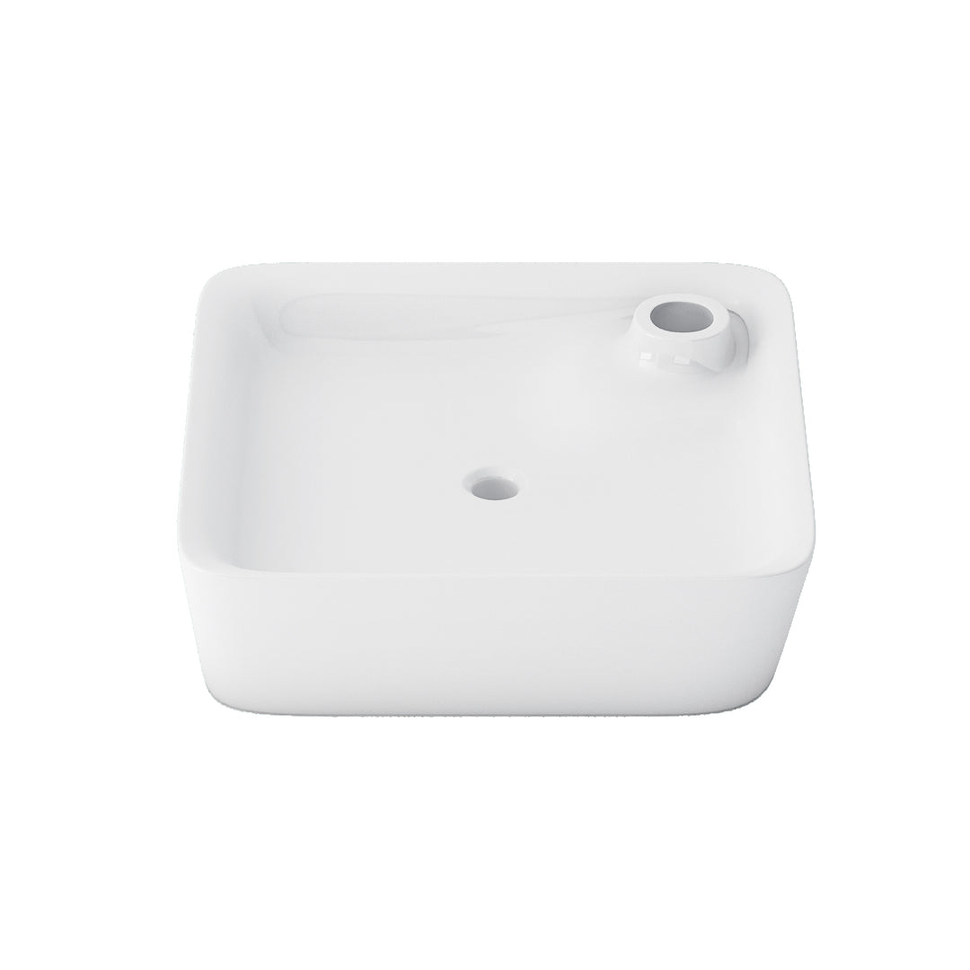Leonis 17 in. Square White Finish Ceramic Vessel Bathroom Vanity Sink