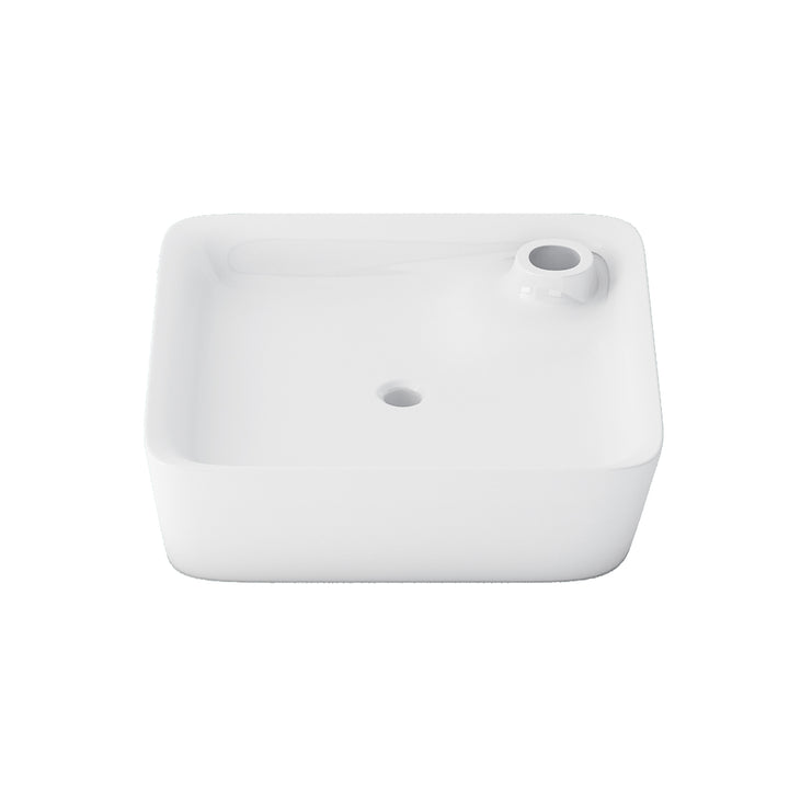 Leonis 17 in. Square White Finish Ceramic Vessel Bathroom Vanity Sink