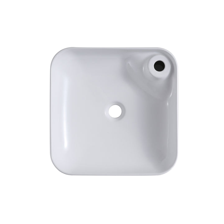 Leonis 17 in. Square White Finish Ceramic Vessel Bathroom Vanity Sink