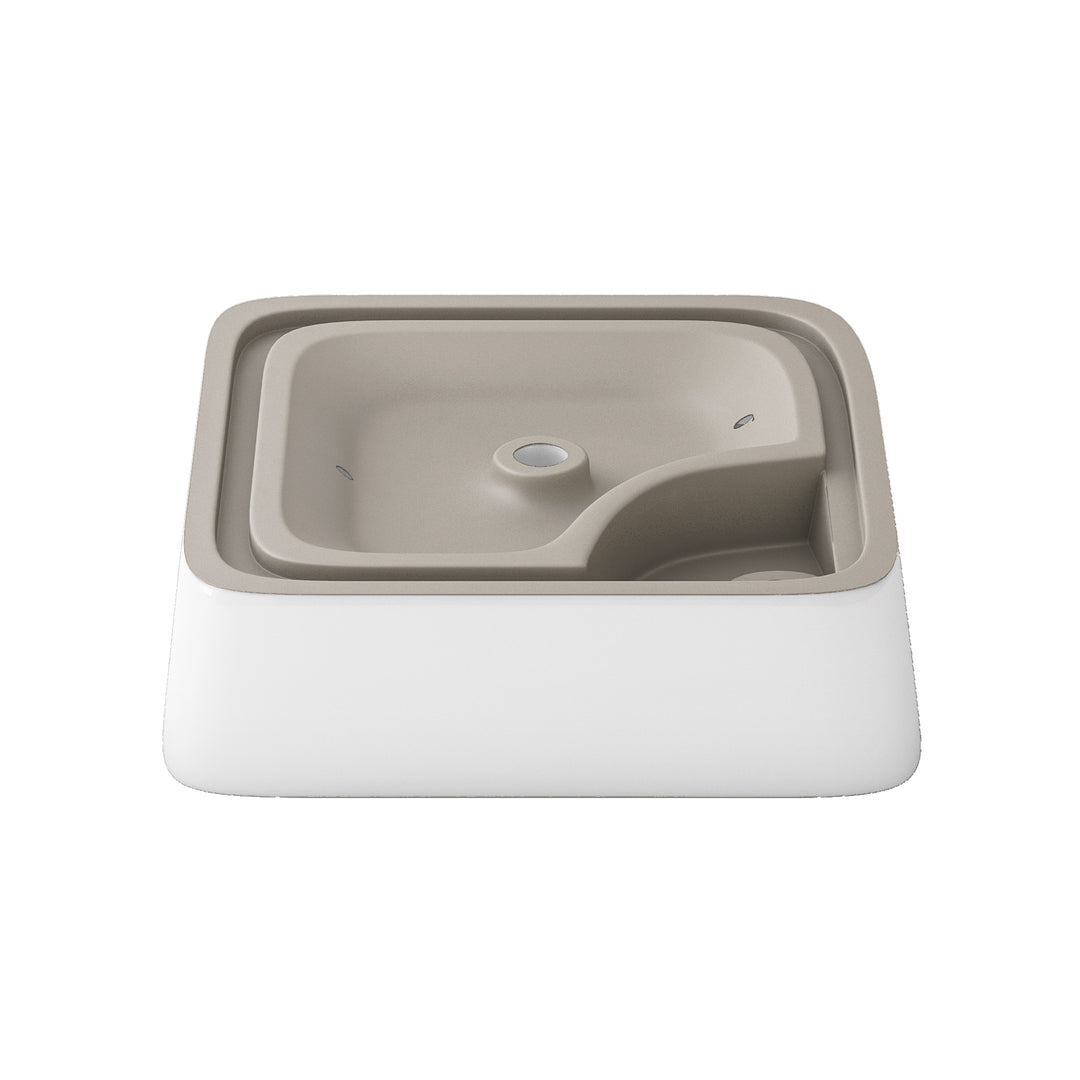 Leonis 17 in. Square White Finish Ceramic Vessel Bathroom Vanity Sink