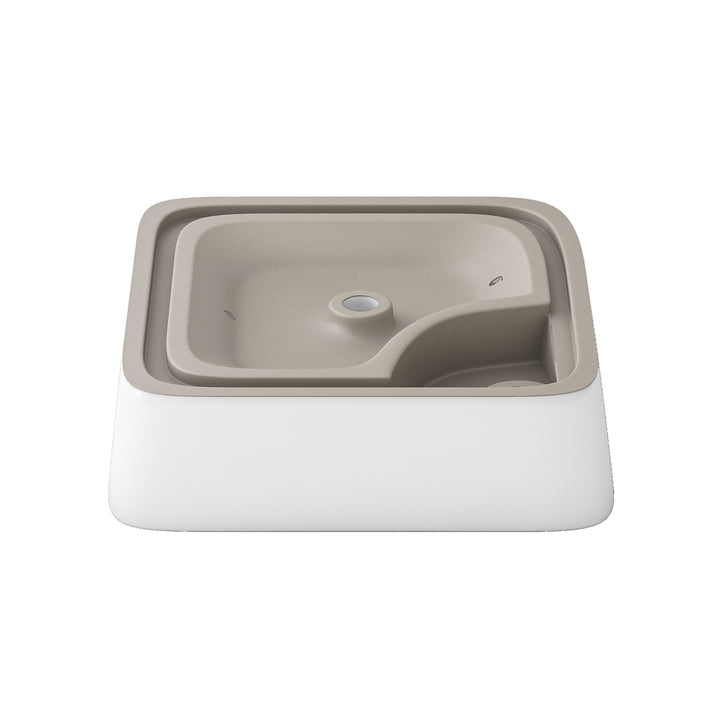 Leonis 17 in. Square White Finish Ceramic Vessel Bathroom Vanity Sink
