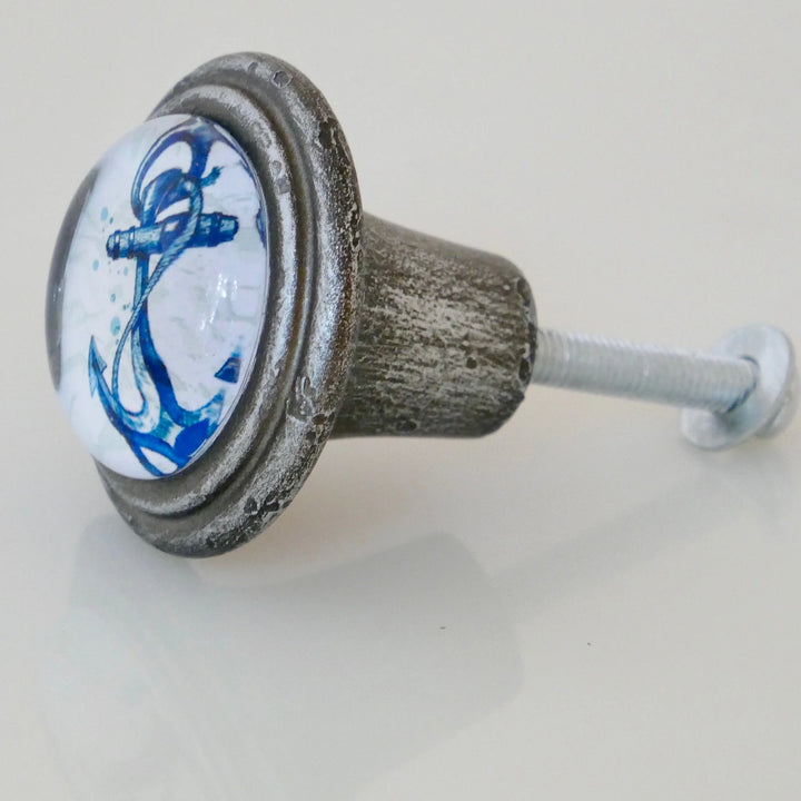 Charleston Knob Company Anchor Knob - Blue and White