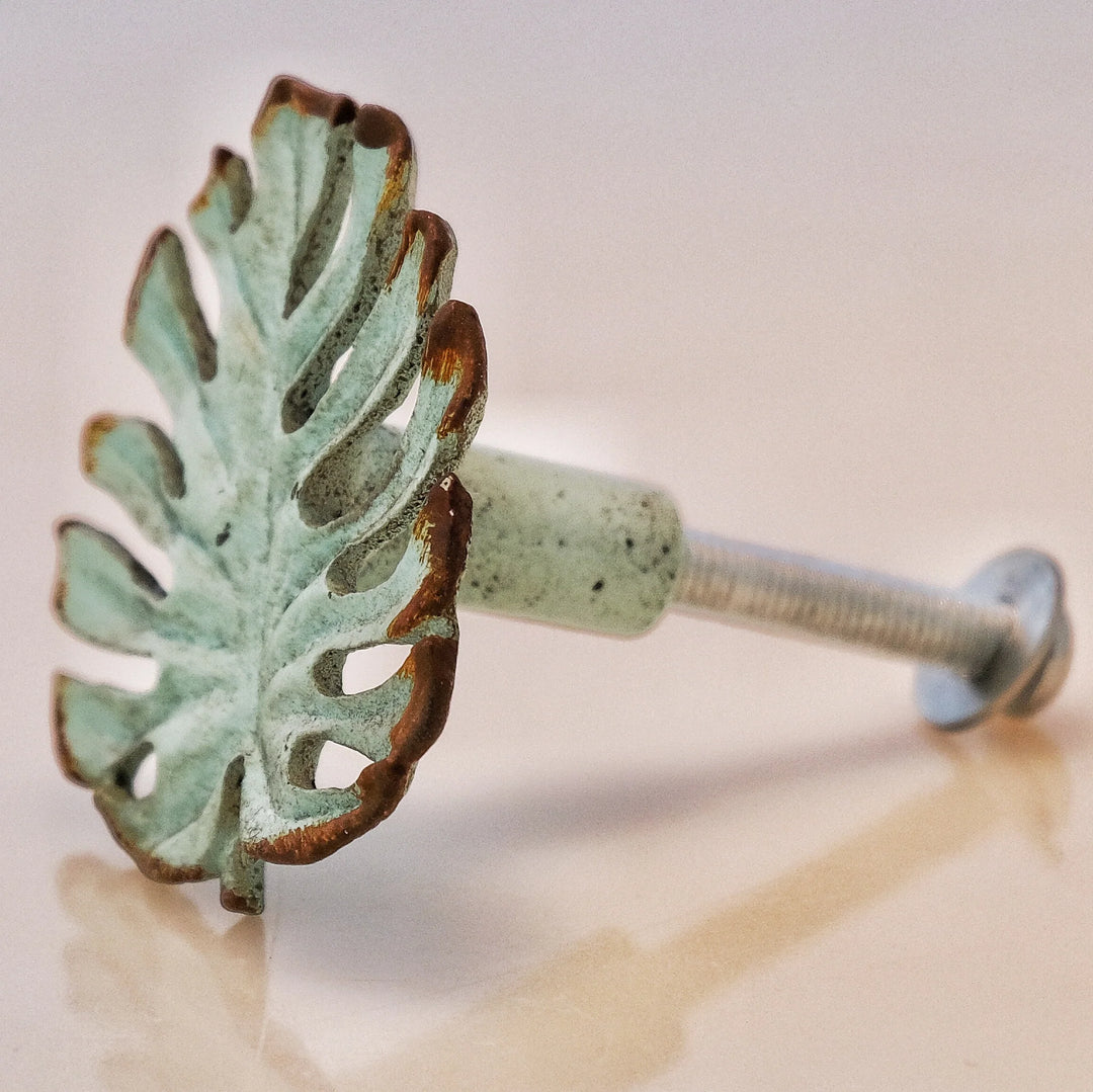 Charleston Knob Company Oak ( Monstera ) Leaf Knob - Verdigris finish