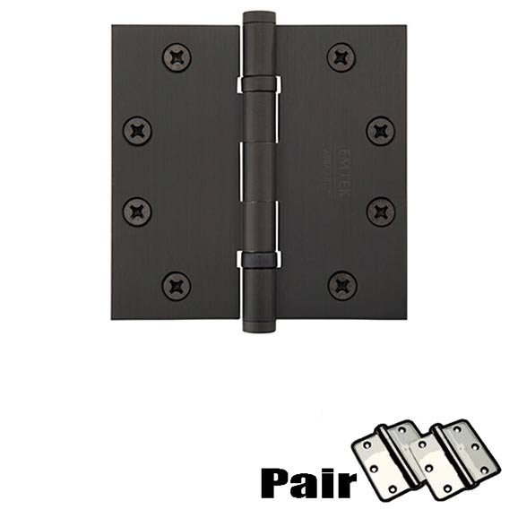 Door Hinges Collection 4-1/2" X 4-1/2" Square Steel Heavy Duty Ball Bearing Hinge  (Sold In Pairs)