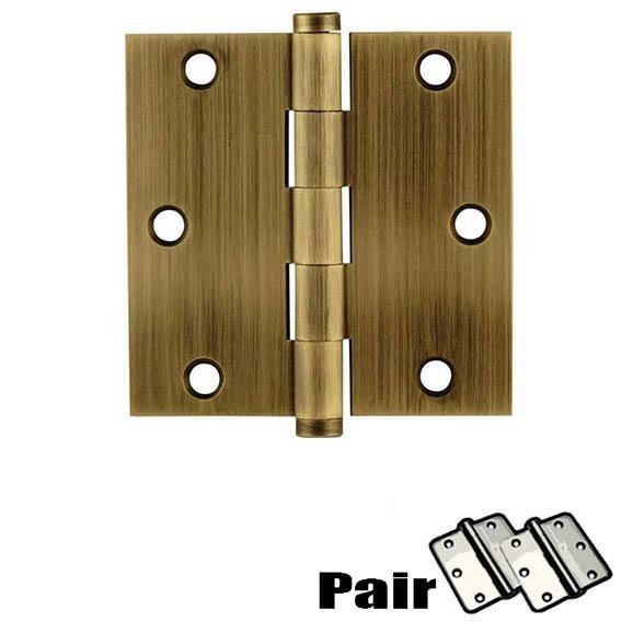 Door Hinges Collection 3-1/2" X 3-1/2" Square Solid Brass Residential Duty Hinge  (Sold In Pairs) by Emtek